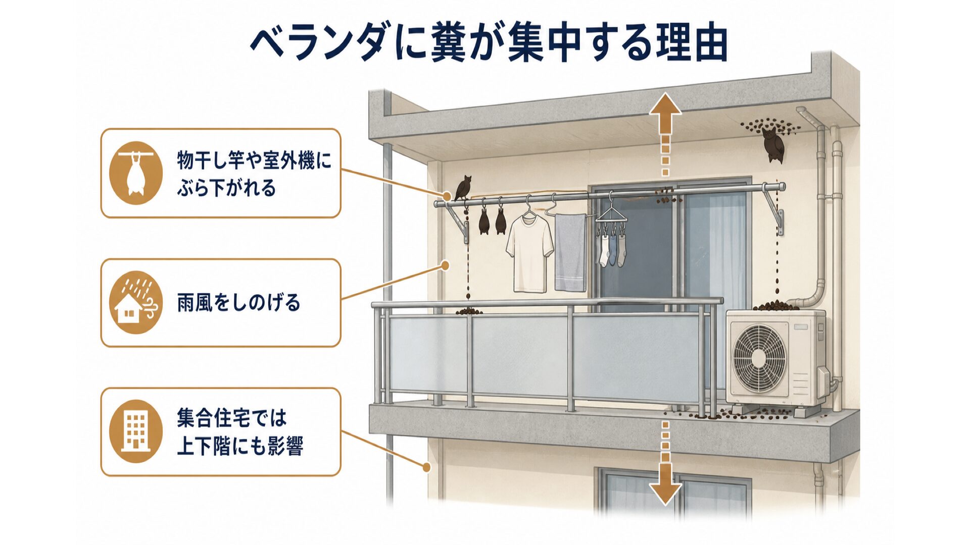 ベランダにアブラコウモリの糞が集中する理由