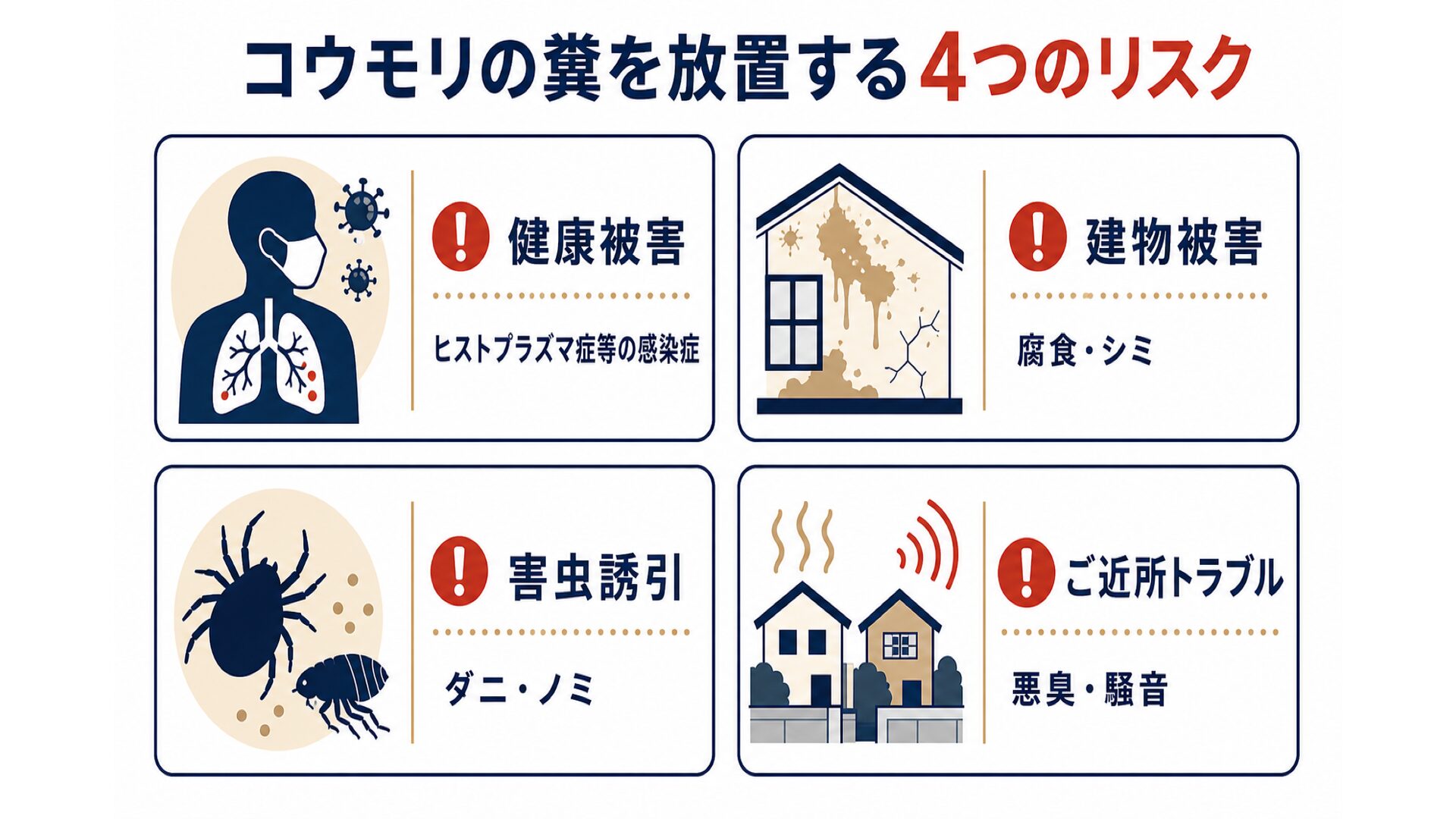 コウモリの糞を放置する4つのリスク