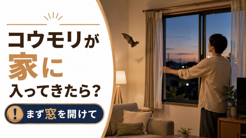 コウモリが家に入ってきたら？窓を開けて待つのが基本対応